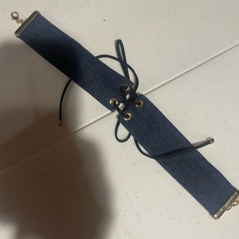 Denim choker  necklace.